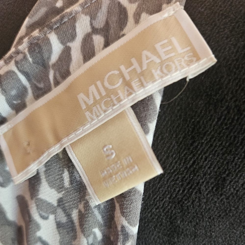 Michael Kors Grey Draped Animal Print Mini Dress - Size Small - Picture 8 of 9
